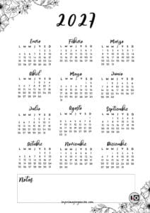 Calendario Anual 2027 Esquinas Florales