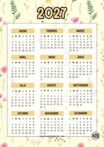 Calendario Anual 2027 Flores Silvestres