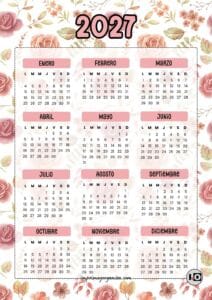 Calendario Anual 2027 Rosas