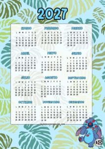 Calendario Anual 2027 Stitch Besos
