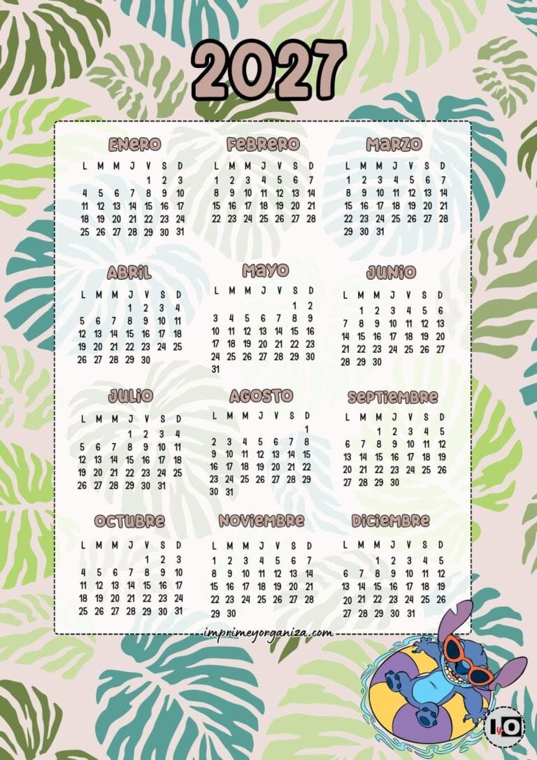 Calendario Anual 2027 Stitch Flotador