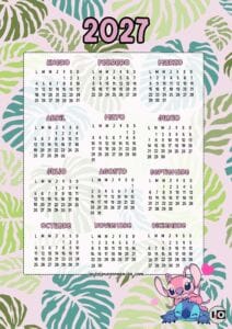 Calendario Anual 2027 Stitch y Ángela