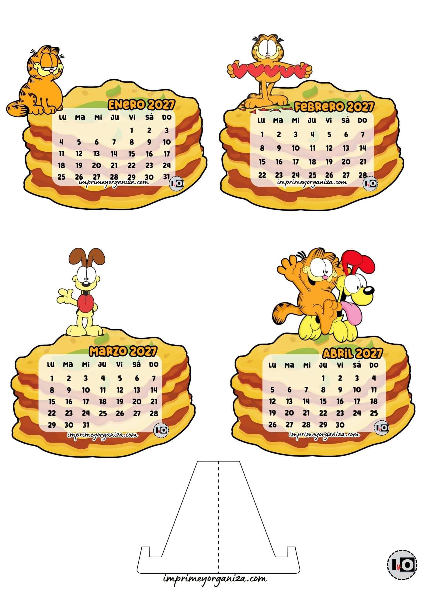 Calendario Armable 2027 Garfield