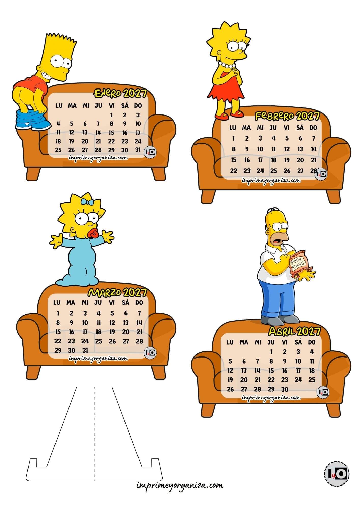 Calendario Armable 2027 Simpsons