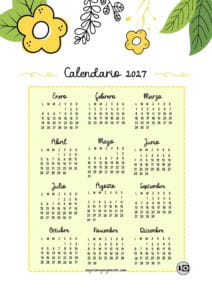 Calendario anual 2027 cute flowers amarillo