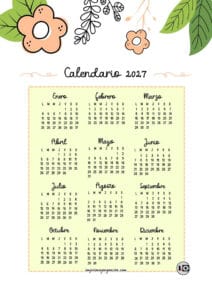 Calendario anual 2027 cute flowers naranja