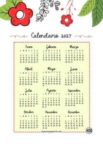 Calendario anual 2027 cute flowers rojo