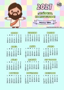 Calendario anual 2027 versículo Jesús vive