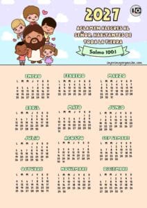 Calendario anual 2027 versículo naranja