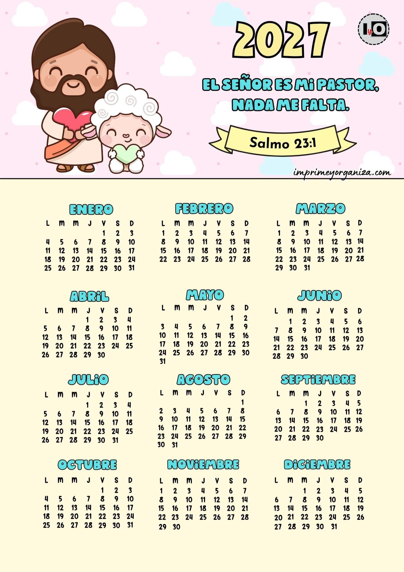 Calendario anual 2027 versículo pastor