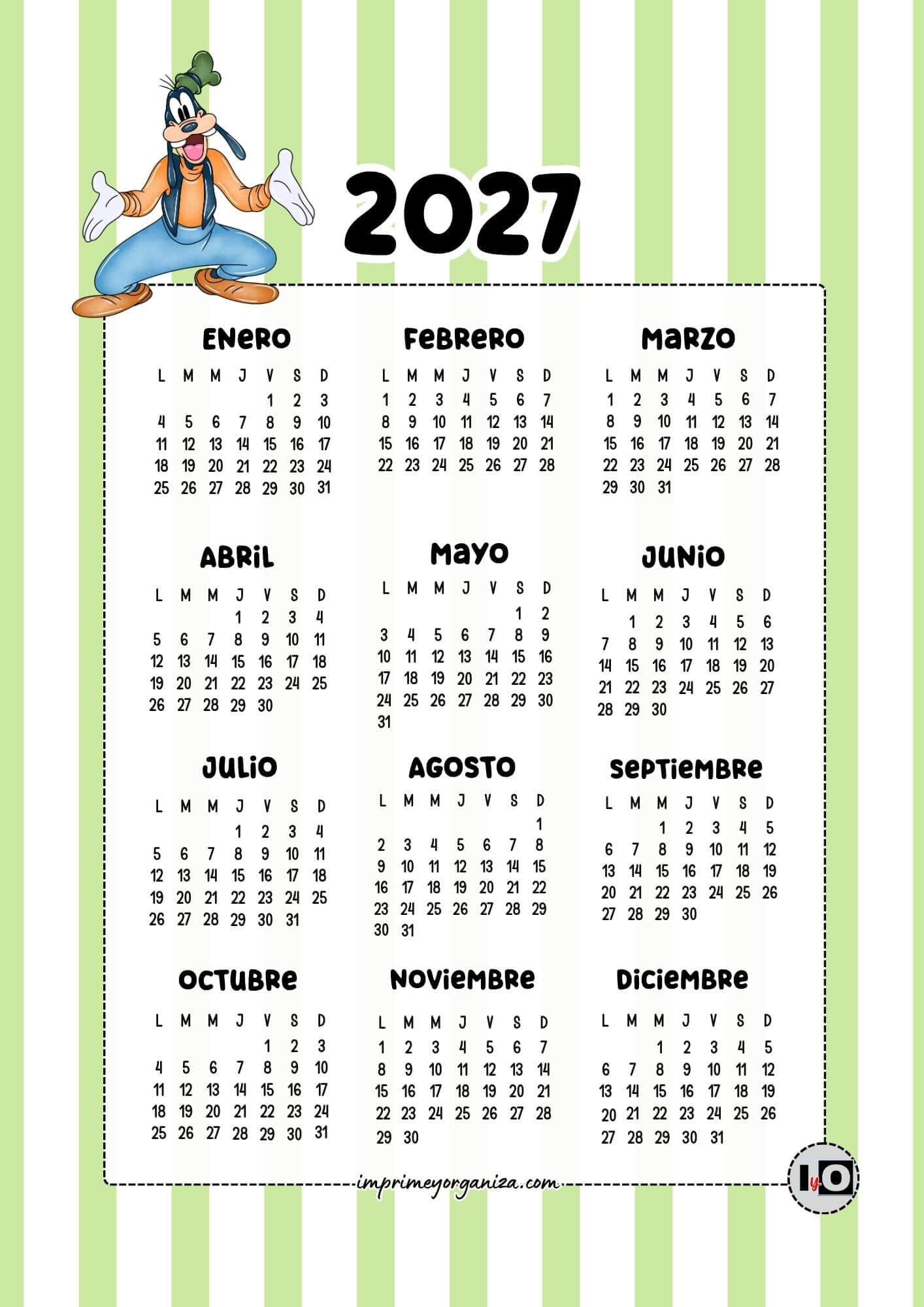 Calendario de 2027 Goofy