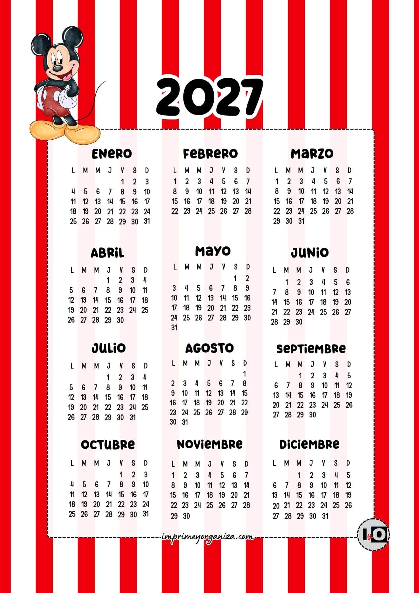 Calendario de 2027 Mickey