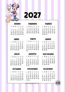 Calendario de 2027 Minnie y Daisy