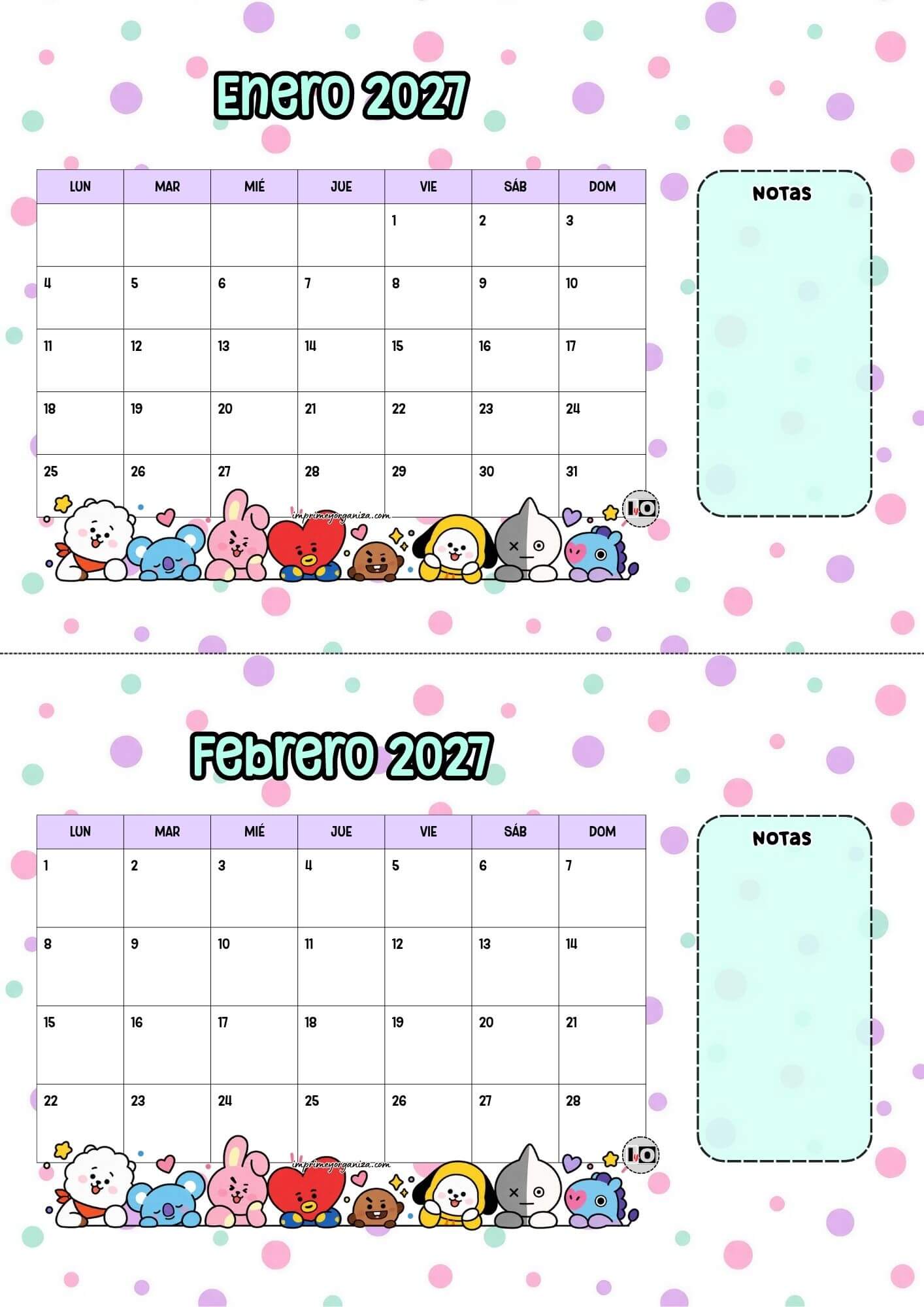 Calendario escritorio 2027 BT21