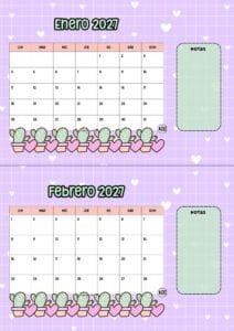 Calendario escritorio 2027 Cactus
