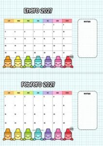 Calendario escritorio 2027 Crayolas