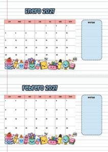 Calendario escritorio 2027 Escolar