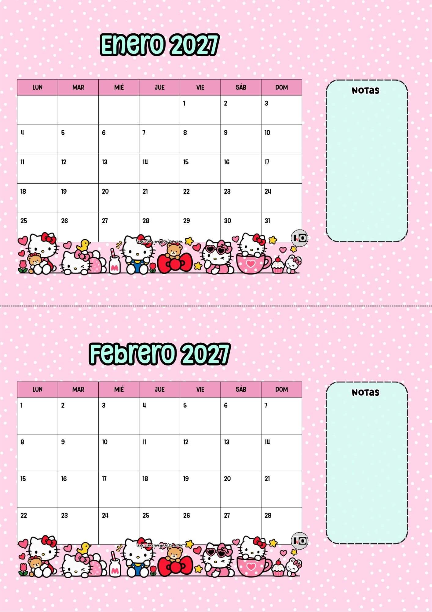 Calendario escritorio 2027 Hello Kitty