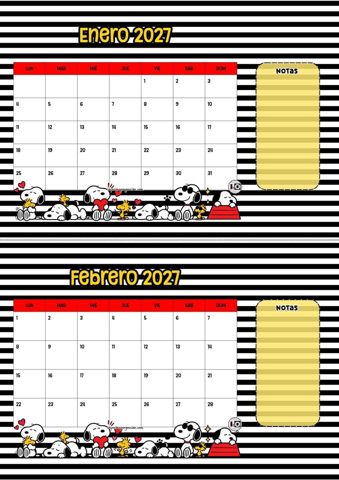 Calendario escritorio 2027 Snoopy