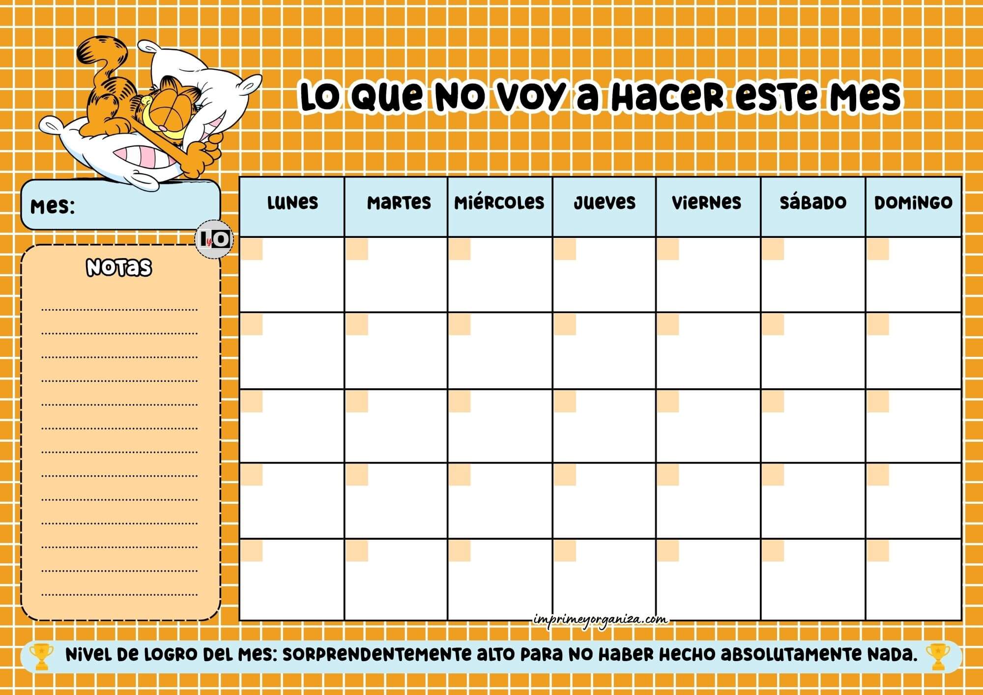 Planificador Mensual Pereza Total