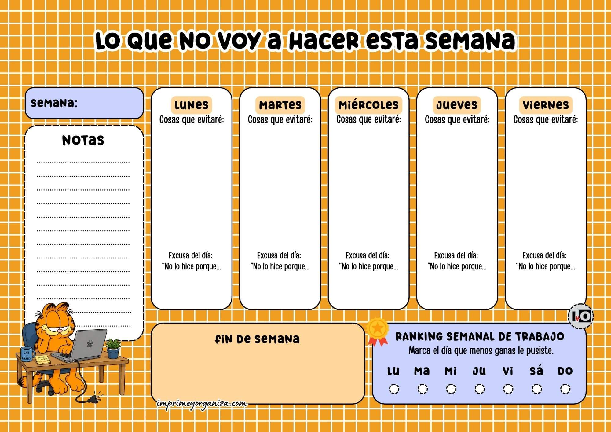 Planificador Semanal Pereza Trabajo