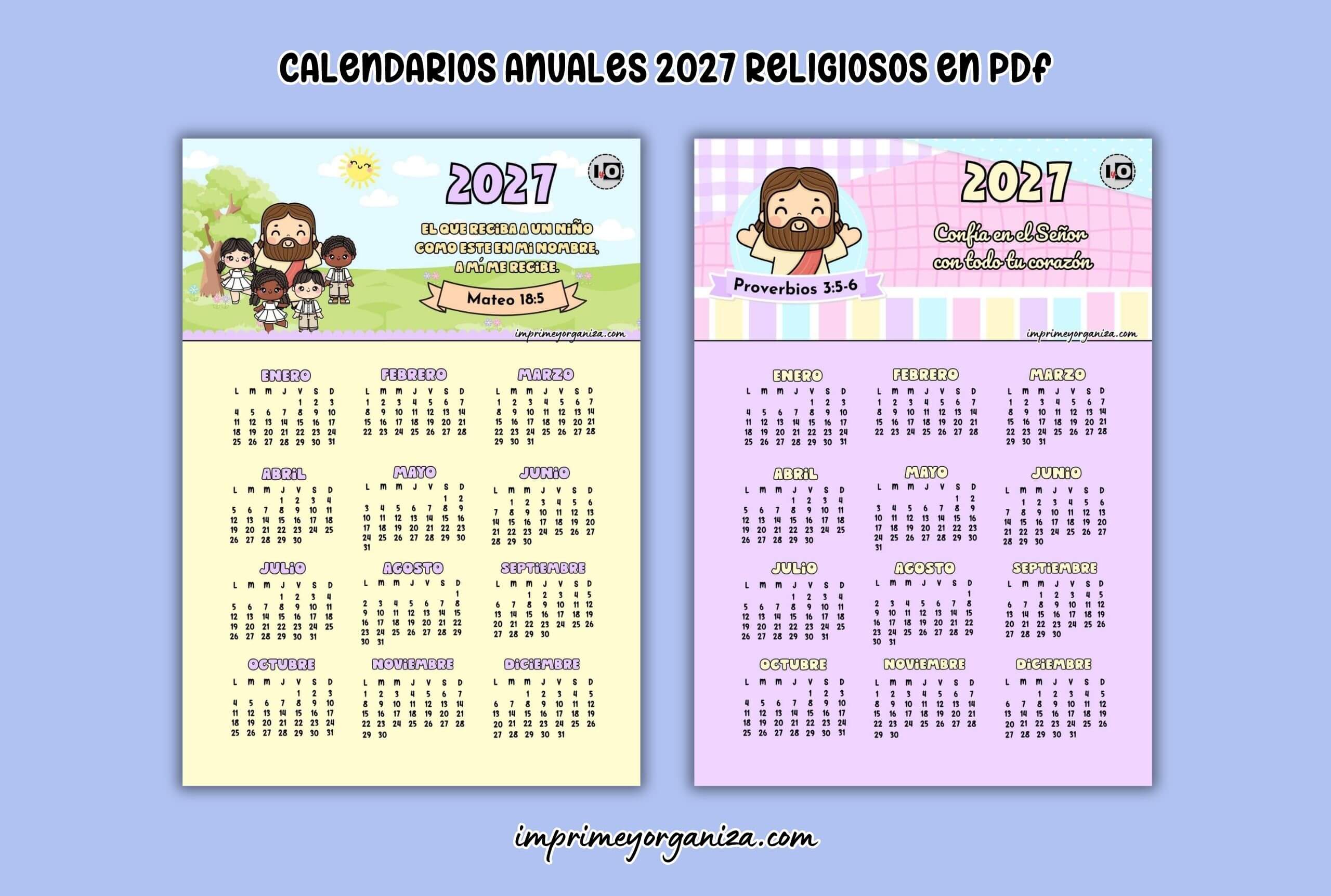 calendarios anuales 2027 religiosos para imprimir en PDF gratis
