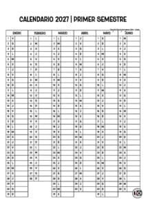 Calendario 2027 Semestral Blanco