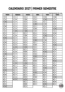 Calendario 2027 Semestral Sombreado Gris