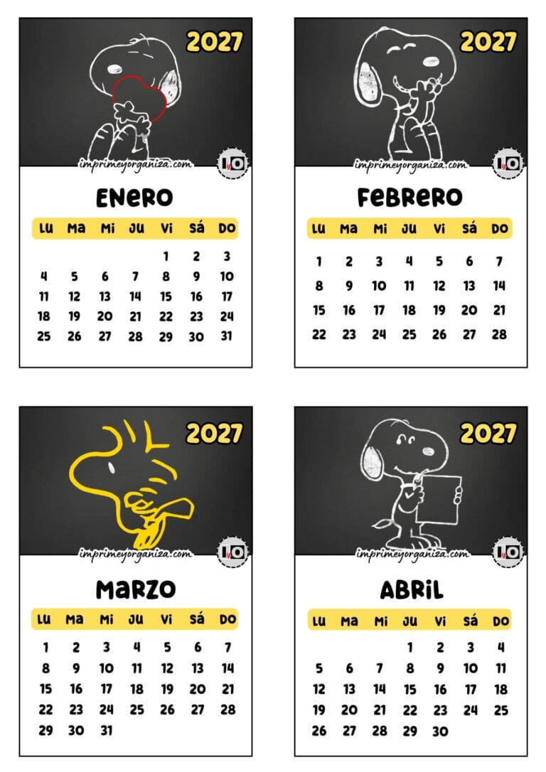 Calendario 2027 apilable Snoopy
