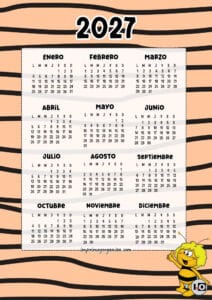 Calendario Anual 2027 Abeja Maya