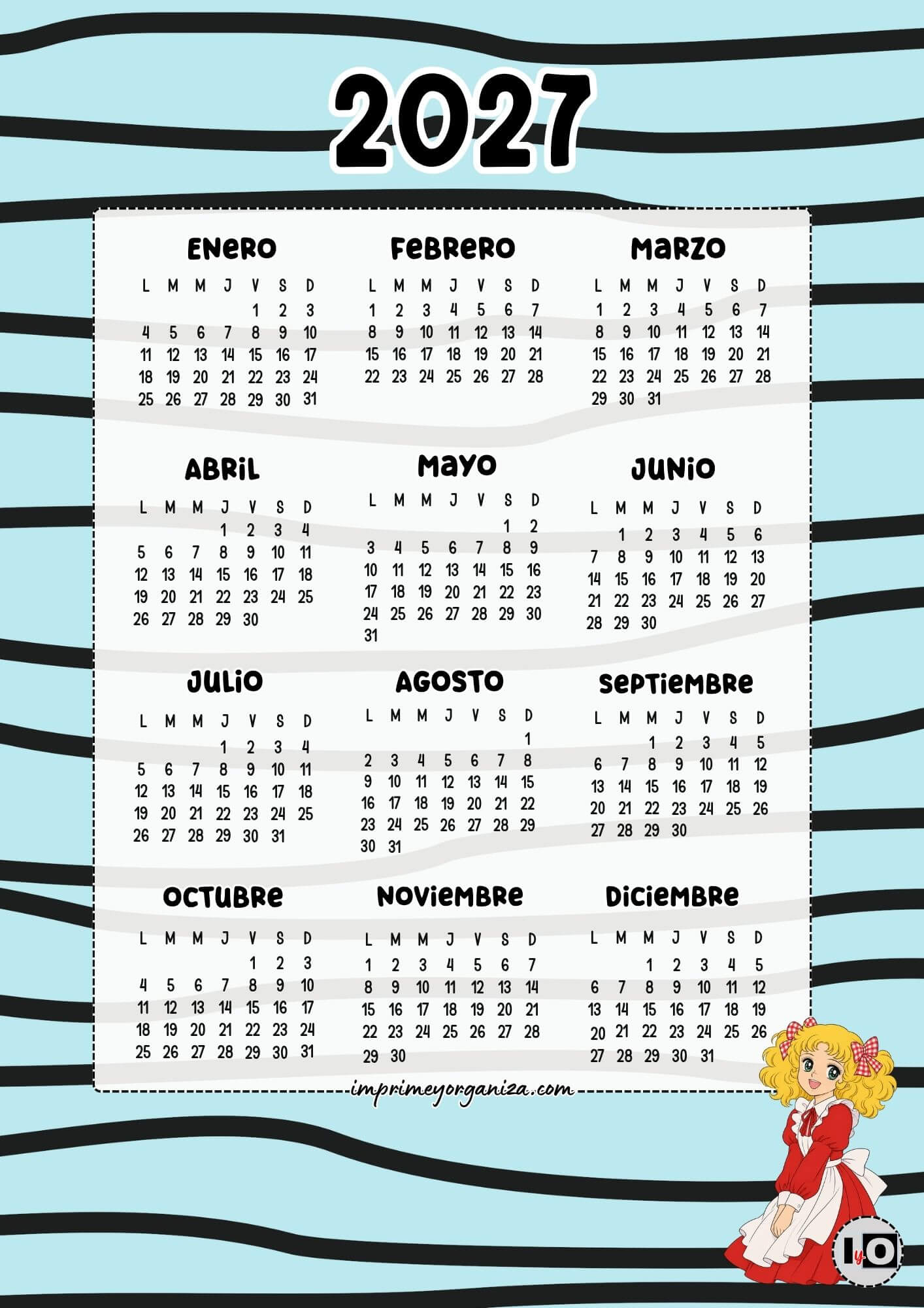 Calendario Anual 2027 Candy Candy