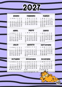 Calendario Anual 2027 Garfield