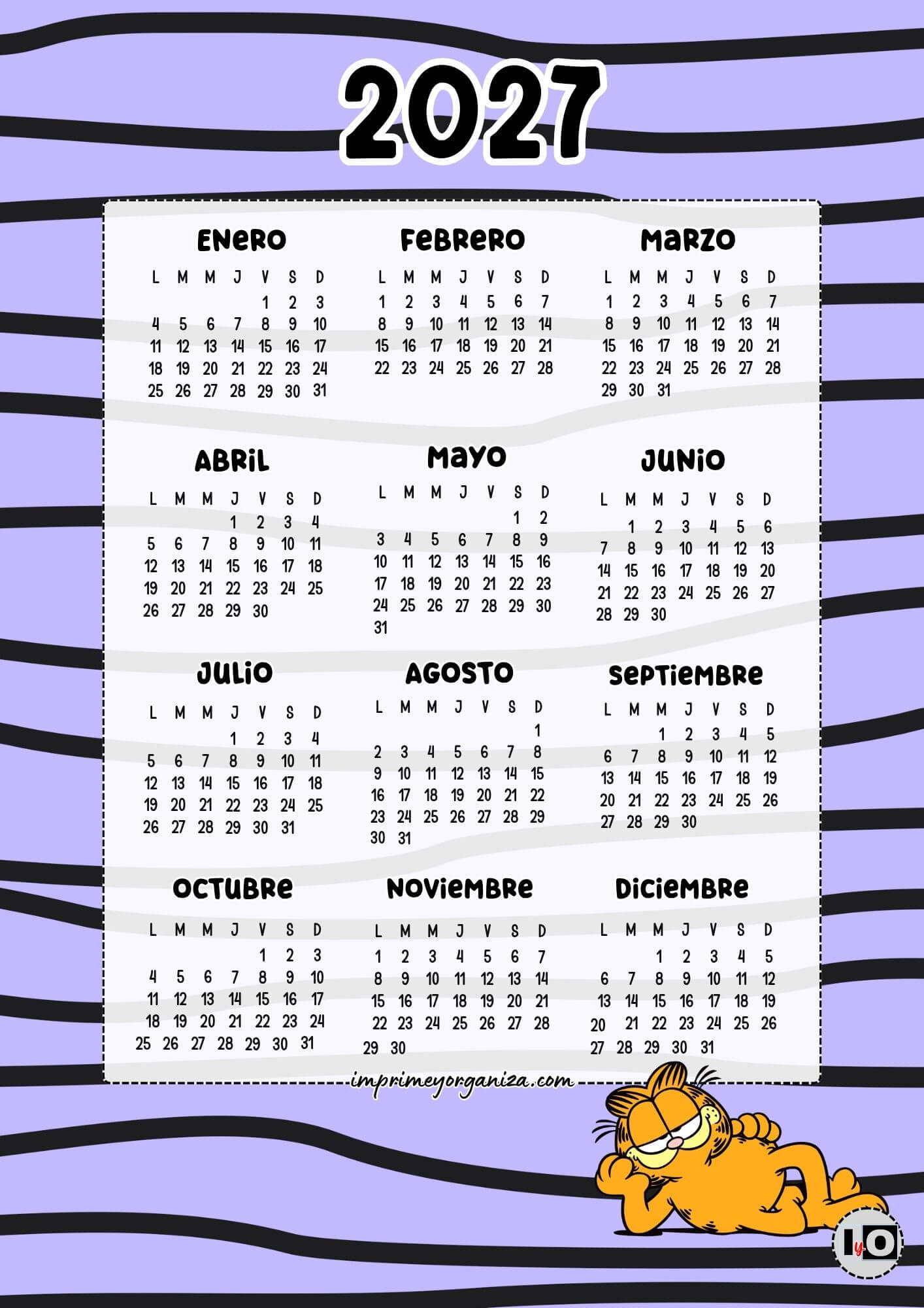 Calendario Anual 2027 Garfield