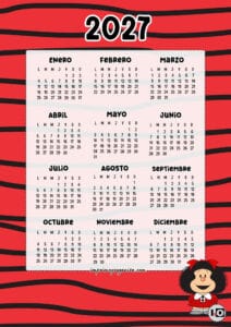 Calendario Anual 2027 Mafalda