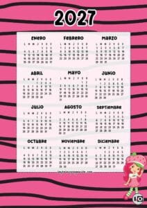 Calendario Anual 2027 Strawberry Shortcake