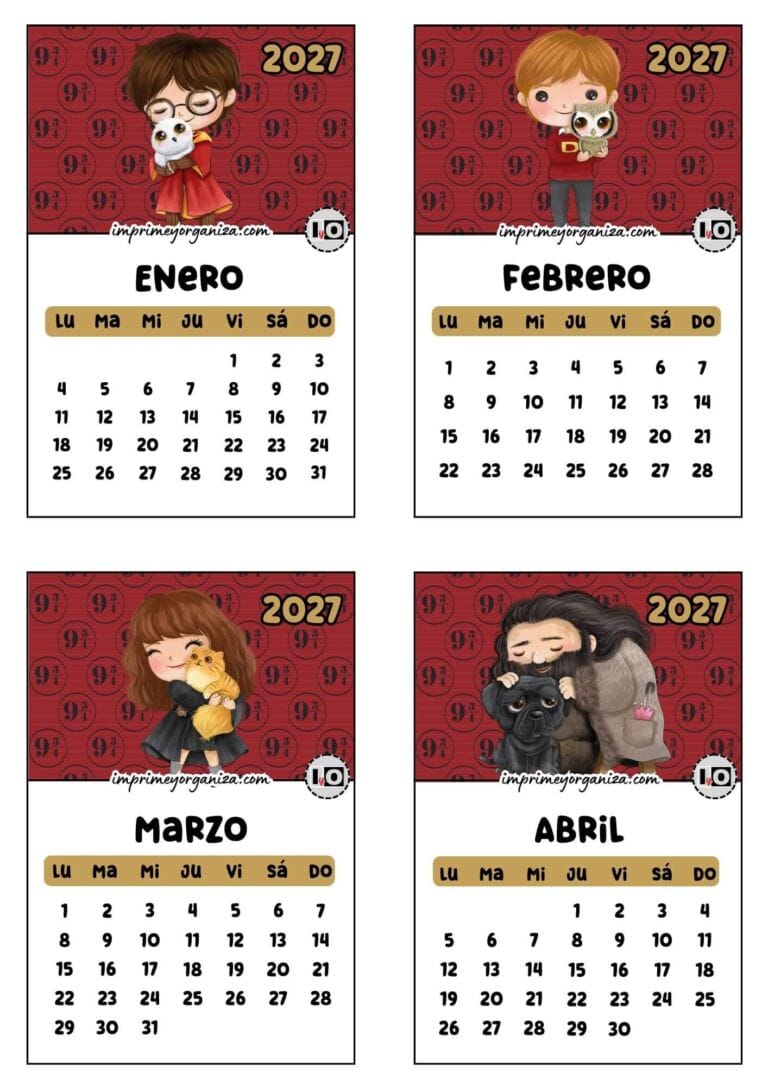 Calendario de 2027 apilable Harry Potter