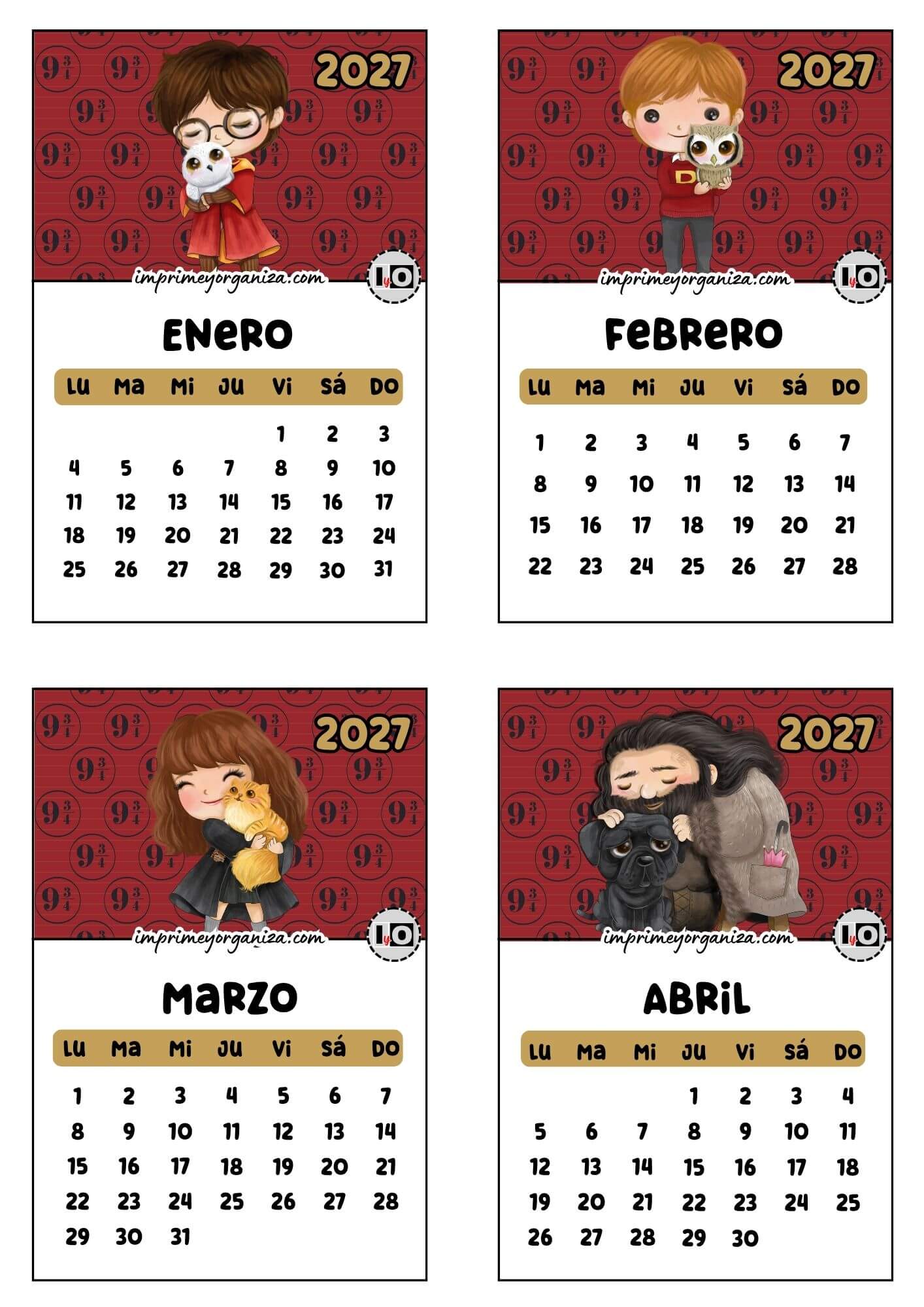 Calendario de 2027 apilable Harry Potter