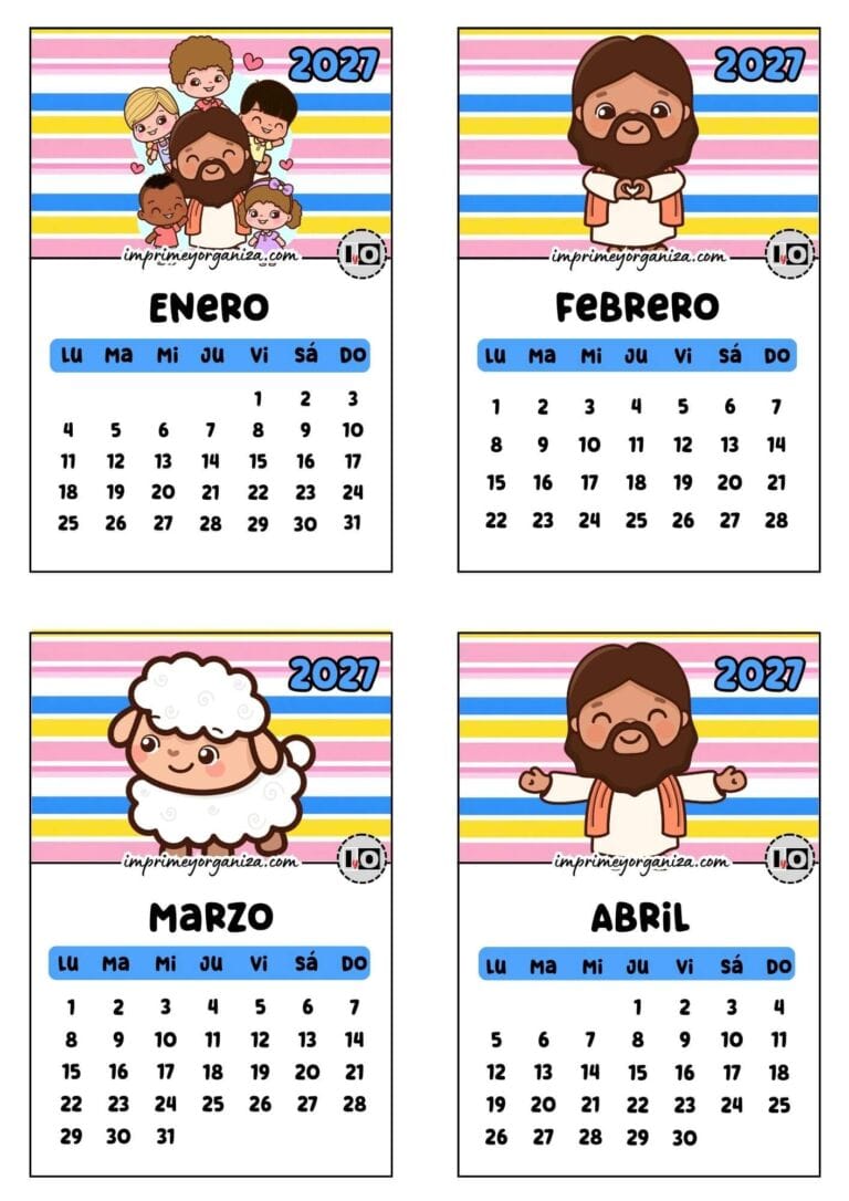Calendario de 2027 apilable Jesús Animado