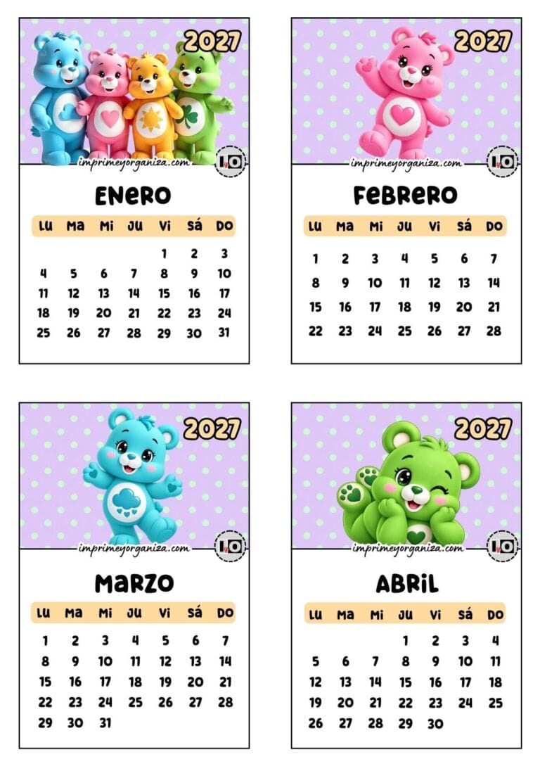 Calendario de 2027 apilable Ositos