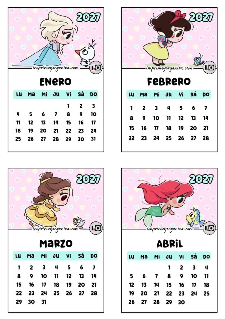Calendario de 2027 apilable Princesas