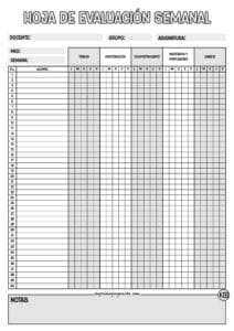 Hoja de Evaluación Semanal Gris