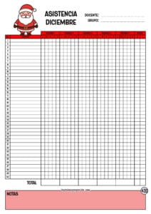 Lista de asistencia para 40 alumnos Diciembre