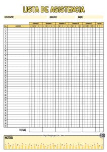 Lista de asistencia para 40 alumnos Lápices