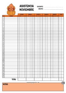 Lista de asistencia para 40 alumnos Noviembre