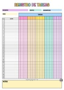 Registro de Tareas Pastel