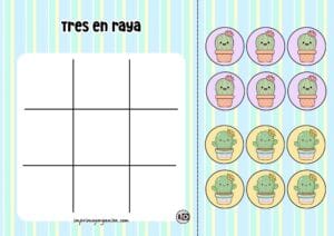 Tres en Raya Cactus Kawaii