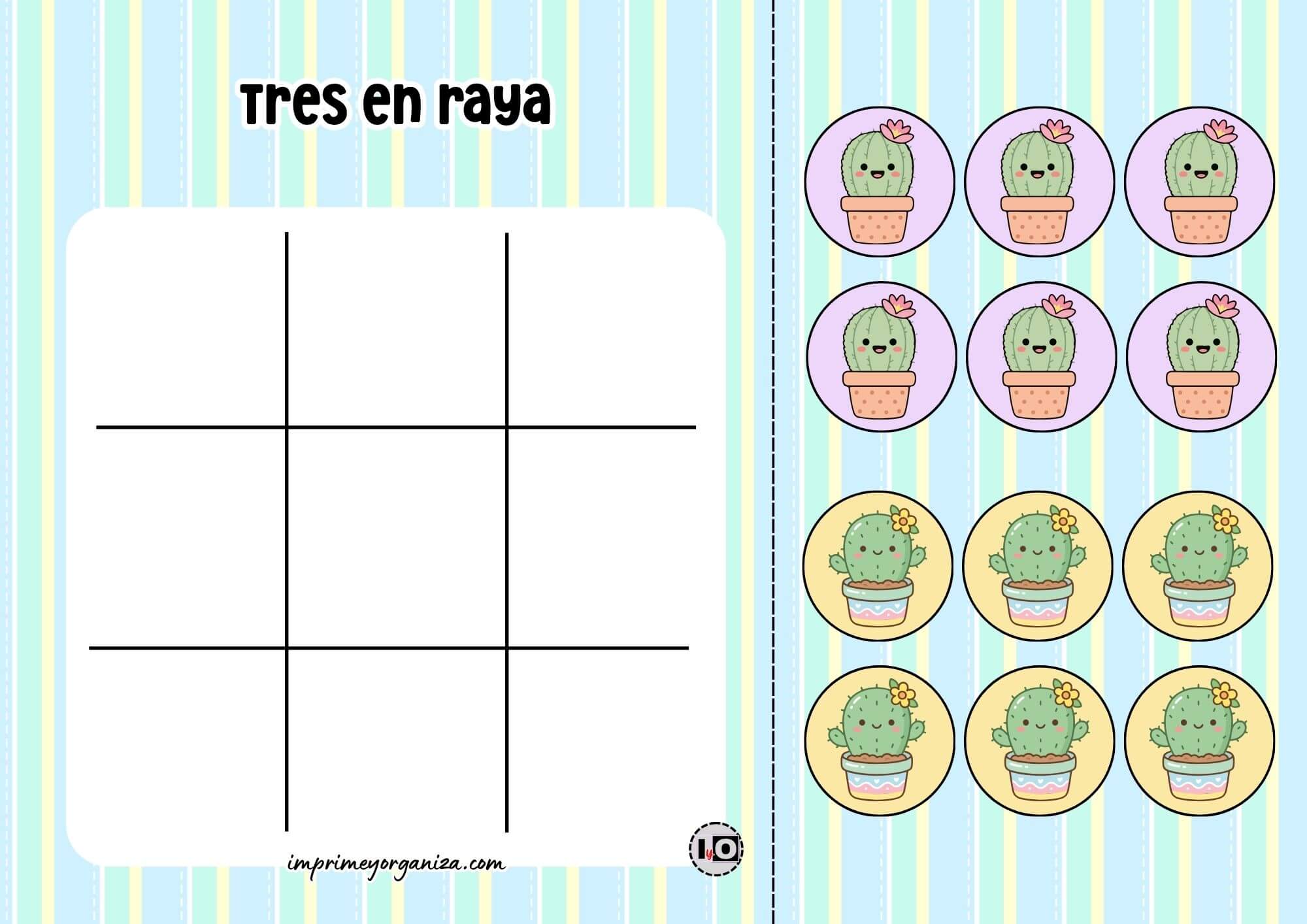 Tres en Raya Cactus Kawaii