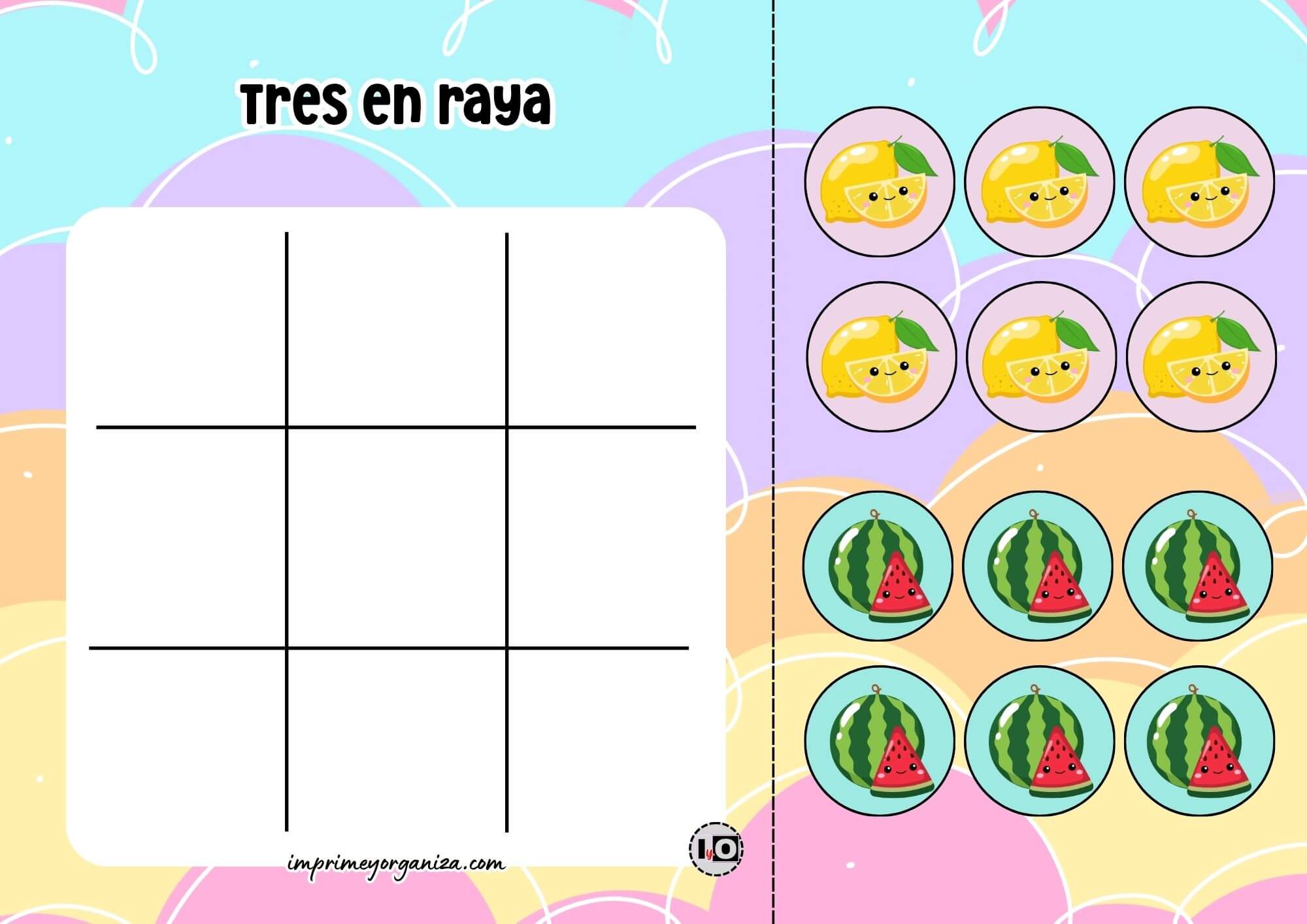 Tres en Raya Frutas Kawaii