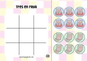 Tres en Raya Gatos Kawaii