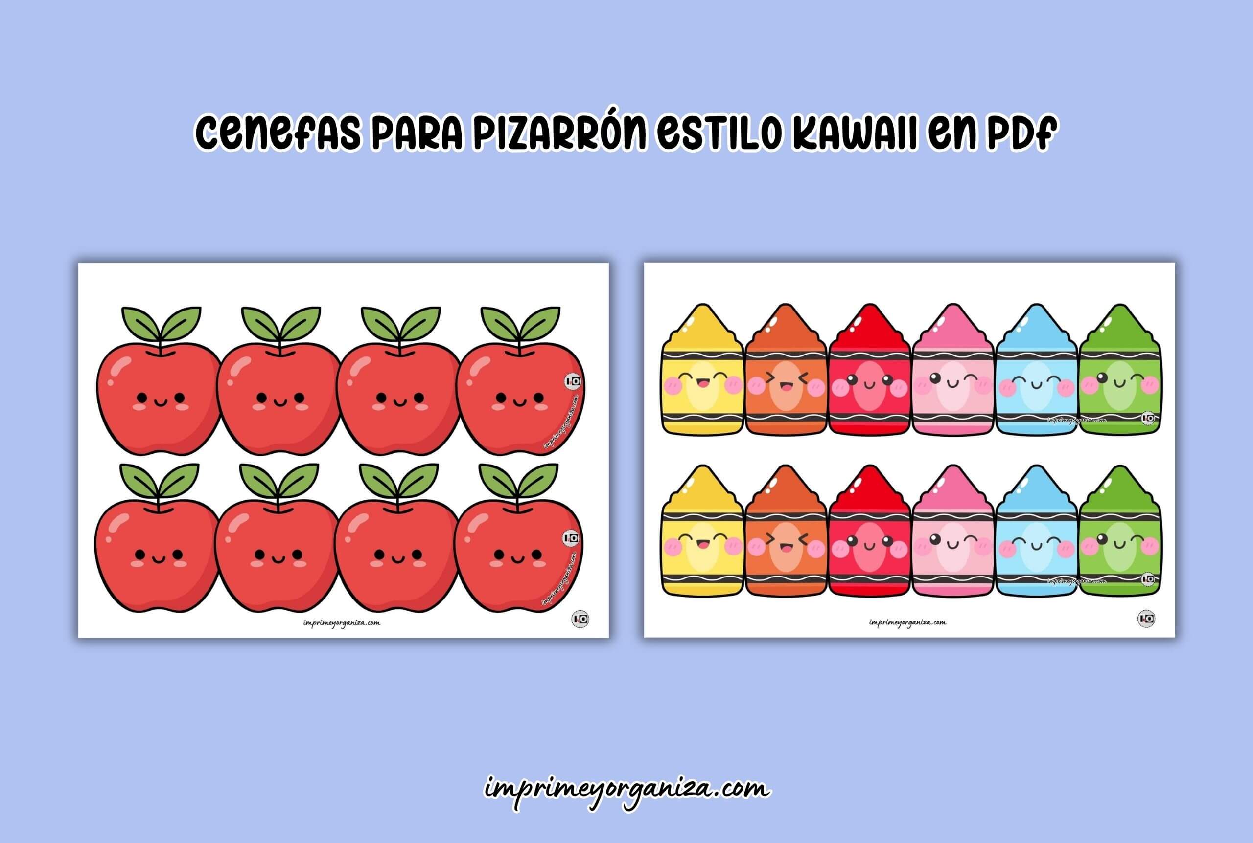 cenefas para pizarrón estilo kawaii para imprimir en PDF gratis